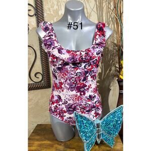 Ana red pink florist women swimwear one piece bathing suit